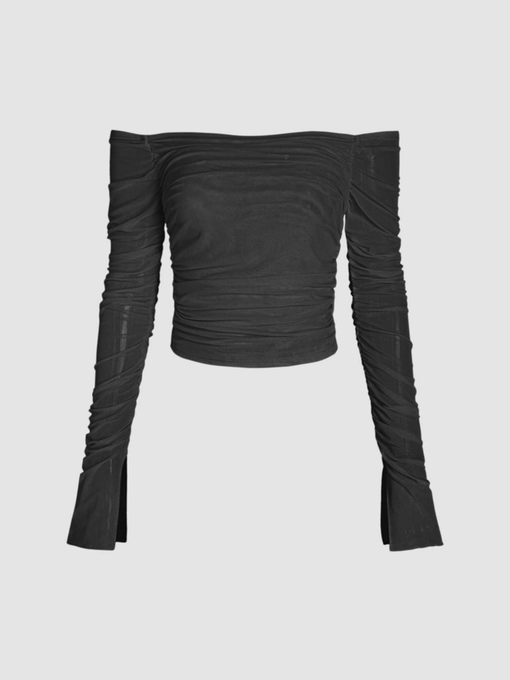 BNWT Cider Beige MESH OFF-SHOULDER LONG SLEEVE TEE